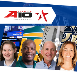A10 Logo on a banner with sports professionals  