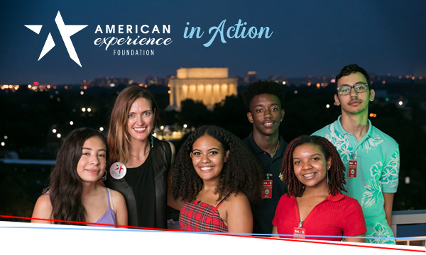 AEF Foundation Newsletter Header Image -  Students and AEF staff on rooftop overlooking Lincoln Memorial 